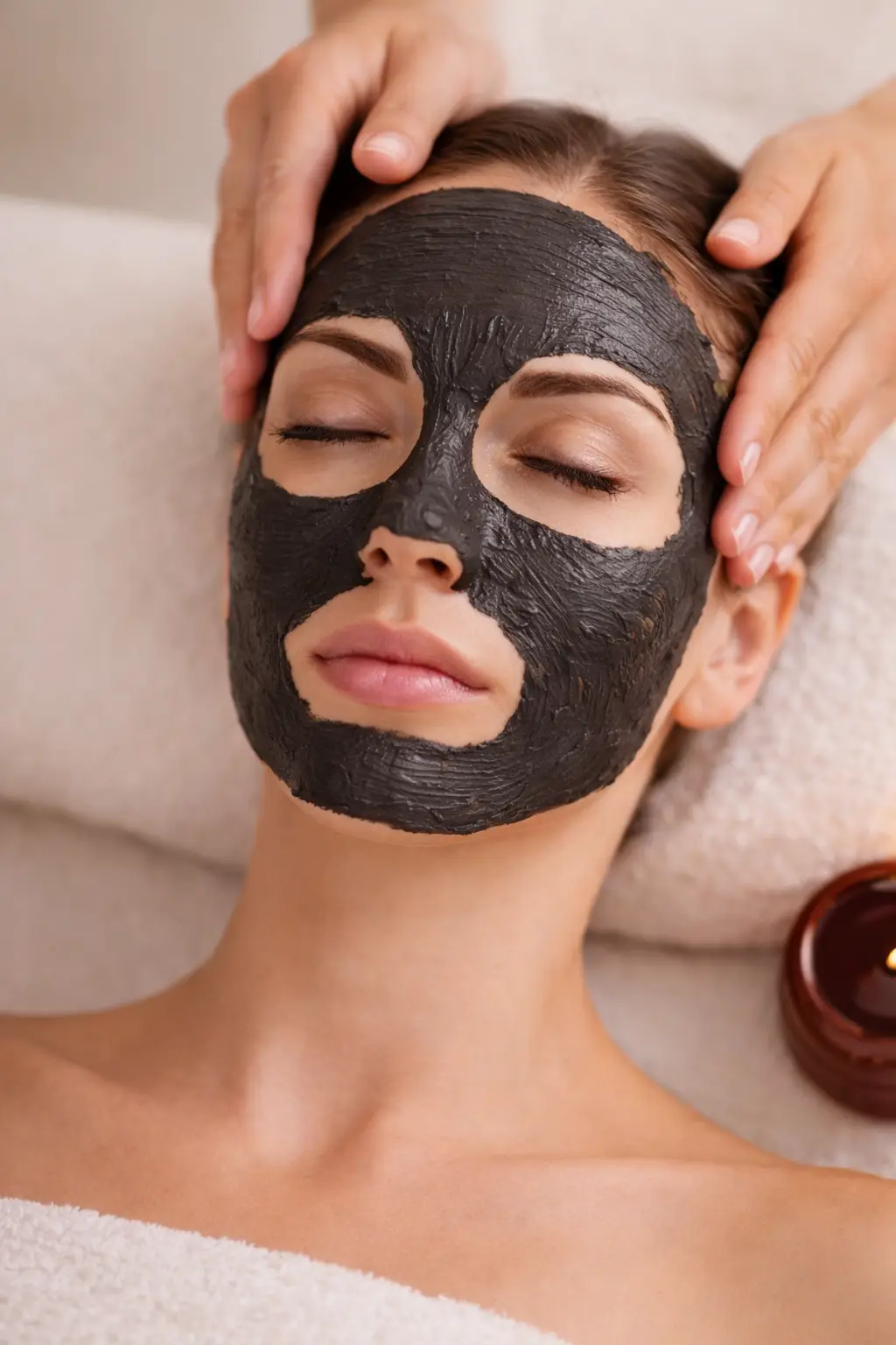 Deep cleansing facial treatment with mask to remove impurities and improve skin clarity