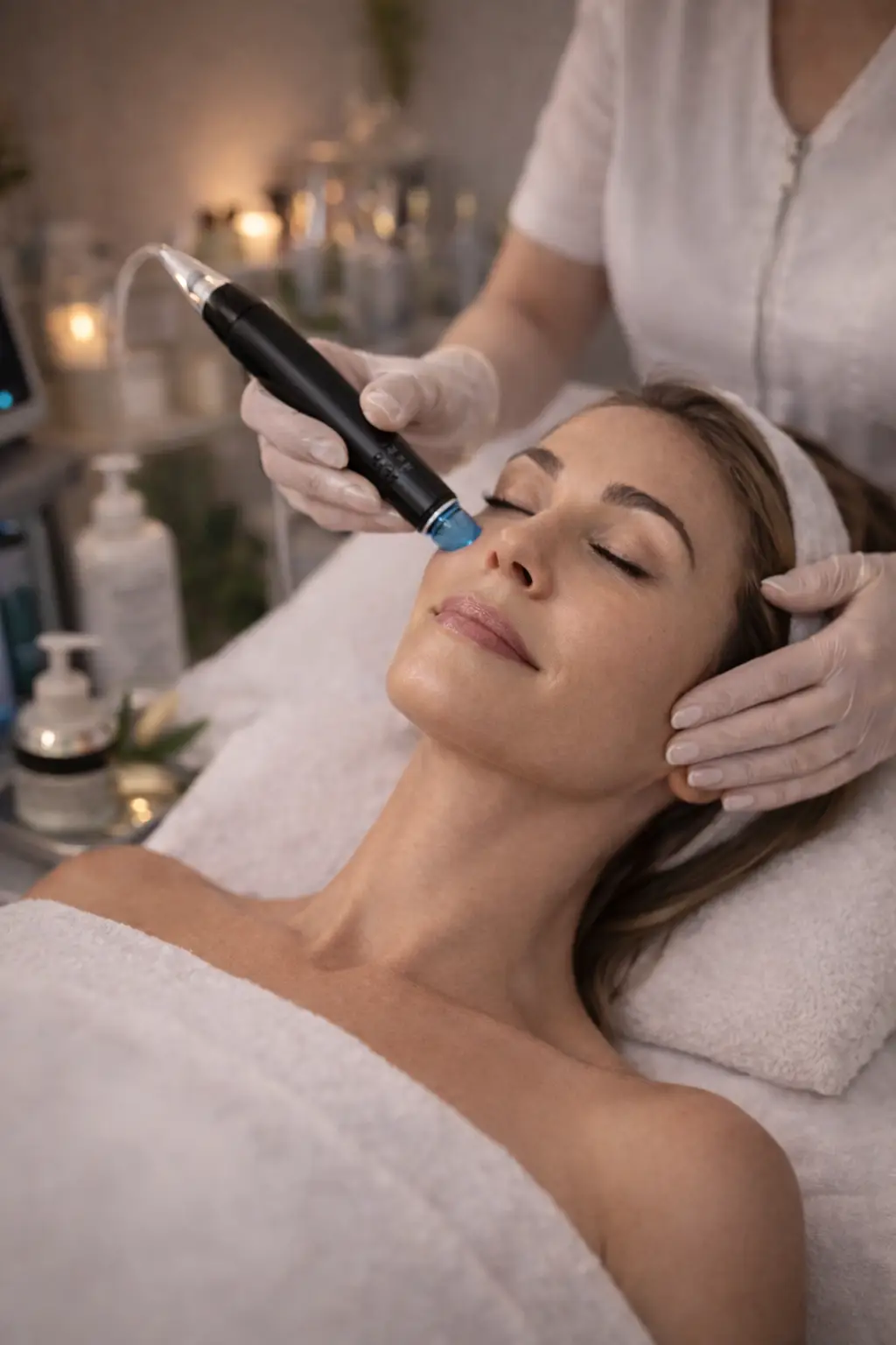 Deluxe HydraFacial treatment with customized booster for improved skin tone and glow